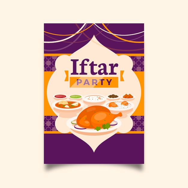 Iftar uitnodigingssjabloon voor platte ontwerp