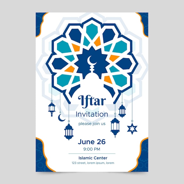 Gratis vector iftar uitnodigingssjabloon