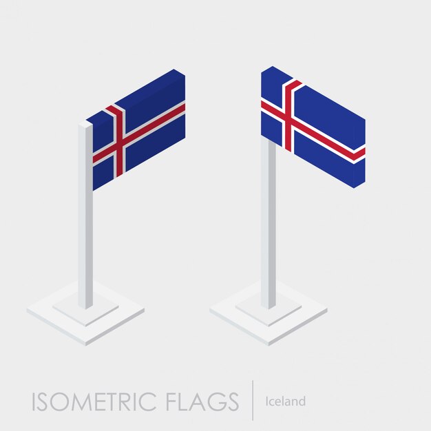 IJsland vlag 3d isometrische stijl