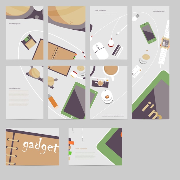 Gratis vector ik hou van gadgets. vector set flat business