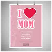 Gratis vector ik houd template mom poster