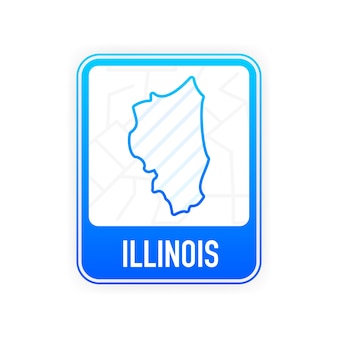Illinois - amerikaanse staat. contourlijn in witte kleur op blauw bord. kaart van de verenigde staten van amerika. vector illustratie.