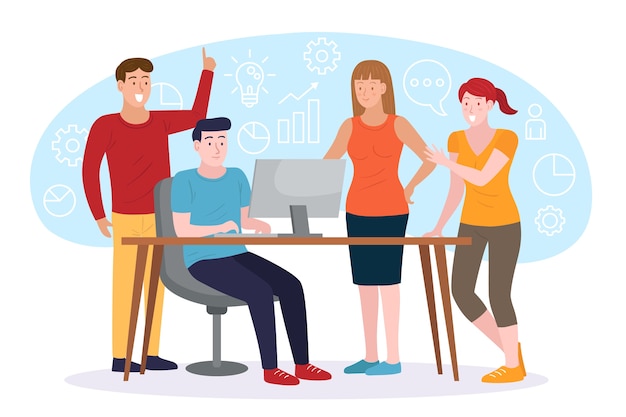 Illustratie met bedrijfsmensenconcept