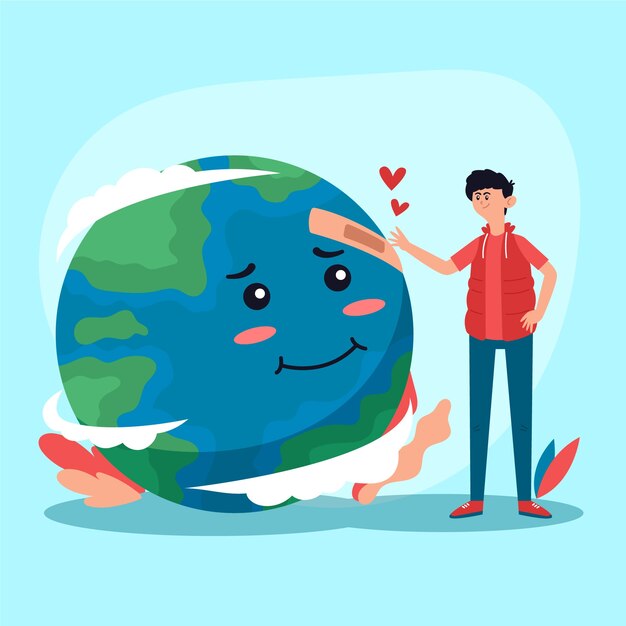 Illustratie met de planeet redden