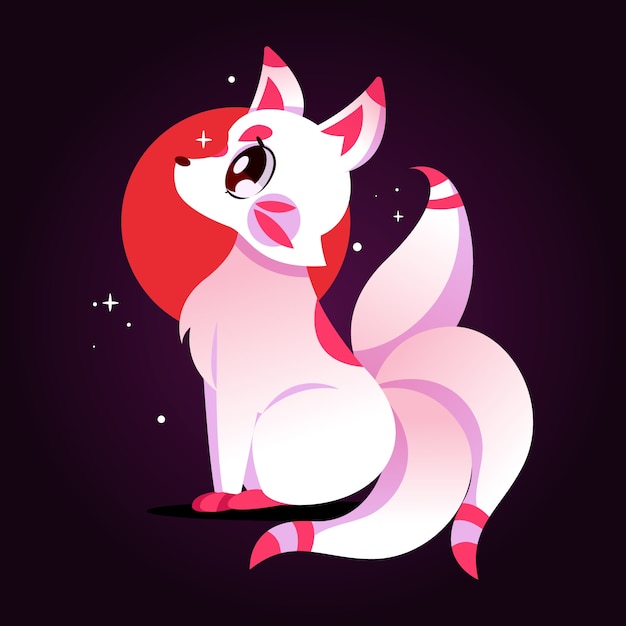 Gratis vector illustratie met kleurovergang kitsune