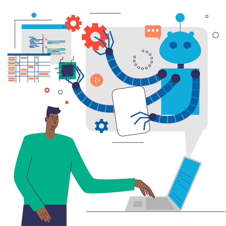 Gratis Vector illustratie robotachtige procesautomatisering