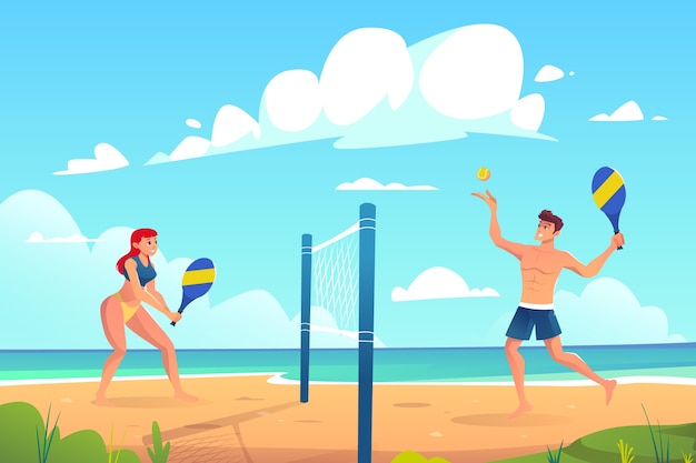Illustratie strandtennis met kleurovergang