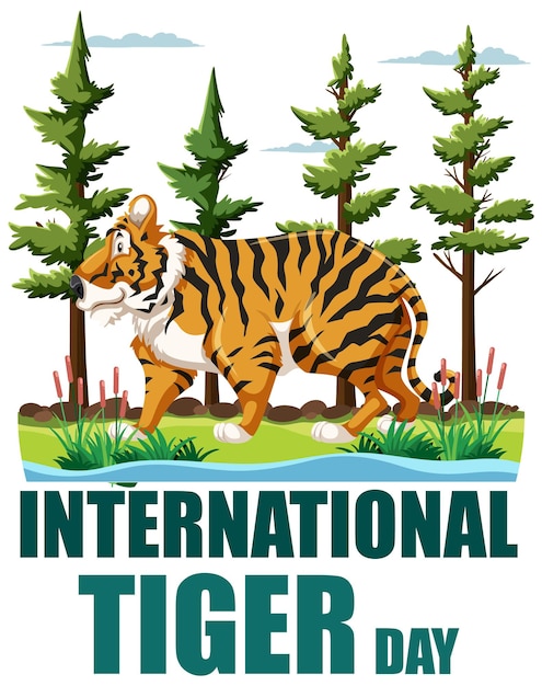 Gratis vector illustratie ter viering van de internationale dag van de tijger