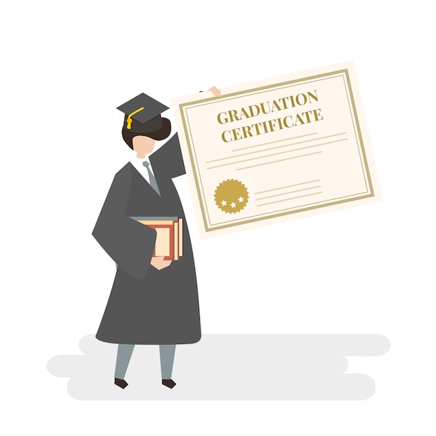 Illustratie van afstuderen certificaat