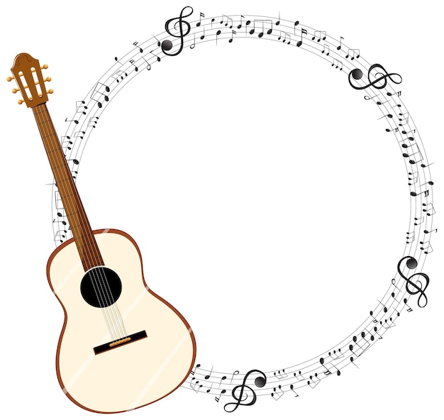 Gratis vector illustratie van de cirkel van gitaar en muzieknoten