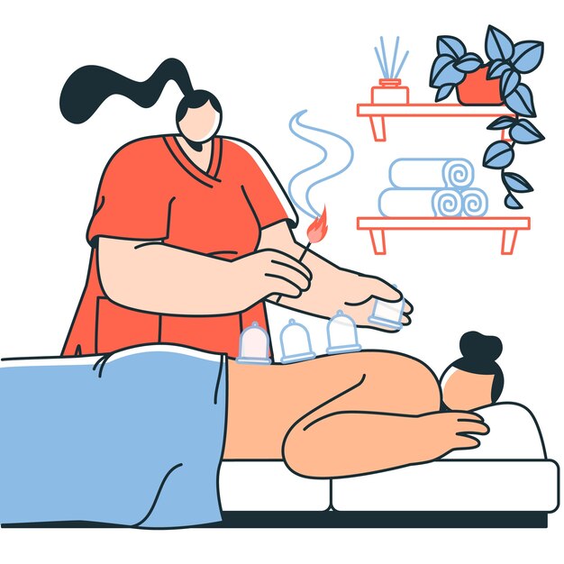 Illustratie van de cuppingtherapie