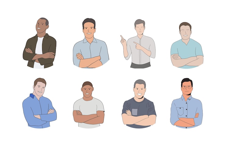 Gratis Vector illustratie van de jonge knappe man