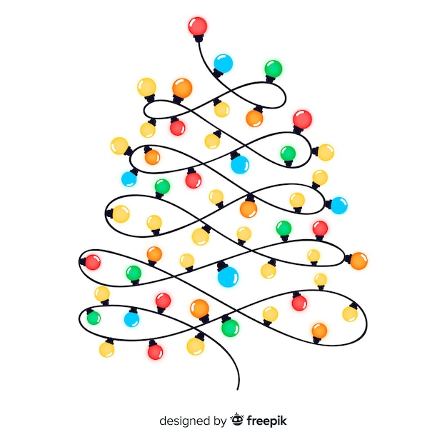 Gratis vector illustratie van de kerstboom de lichte slinger