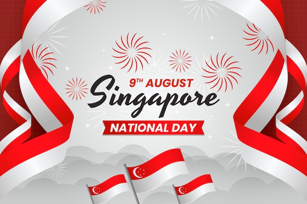 Illustratie van de nationale dag van de kleurovergang van singapore