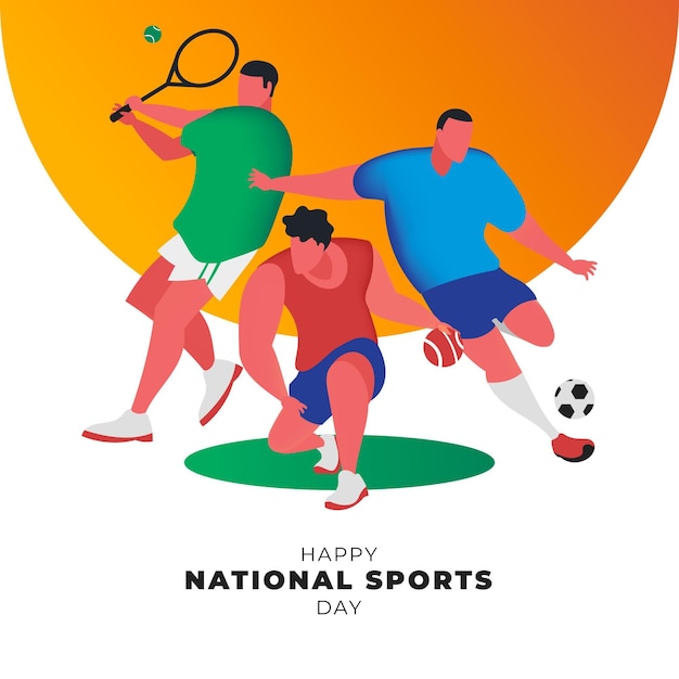 Gratis vector illustratie van de nationale sportdag met kleurovergang