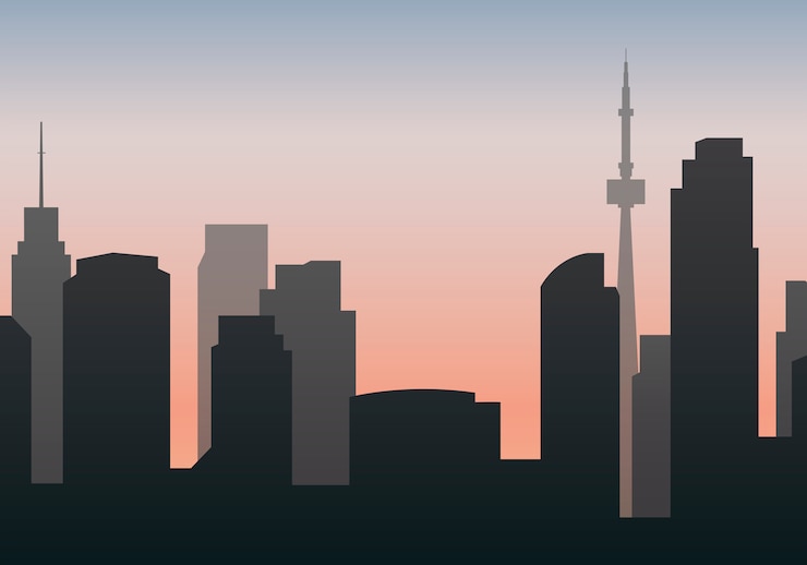 Gratis Vector illustratie van de skyline van het silhouet