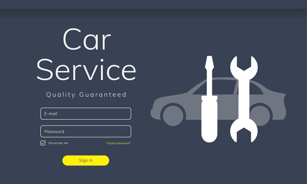 Illustratie van de website van de autoservice