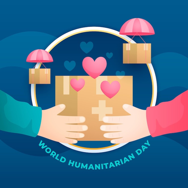 Illustratie van de wereld humanitaire dag met kleurovergang