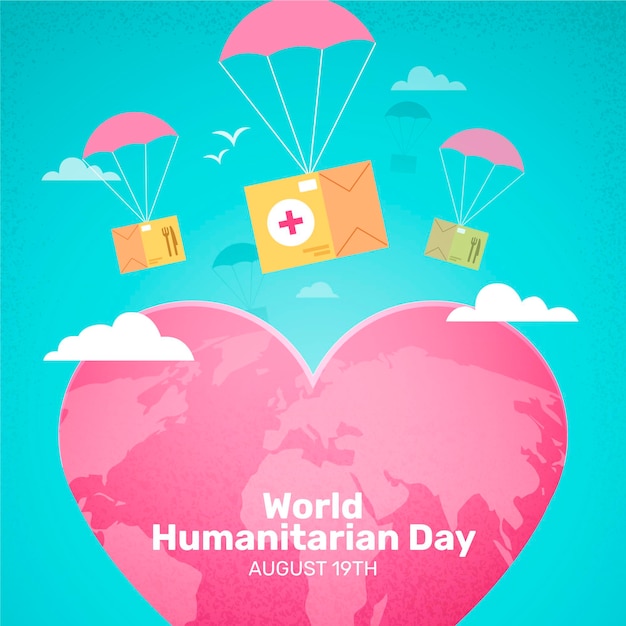 Illustratie van de wereld humanitaire dag met kleurovergang