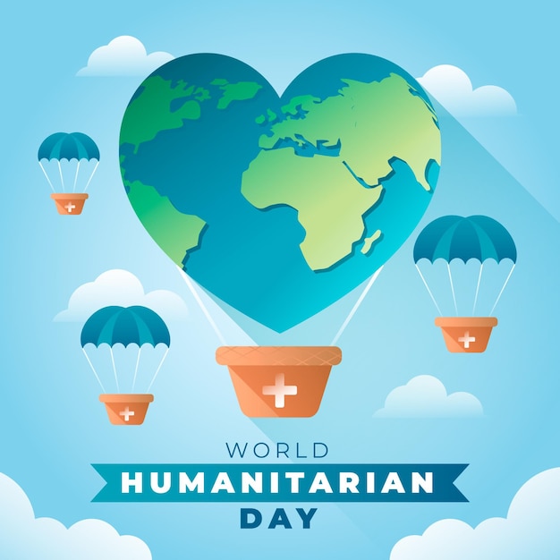 Illustratie van de wereld humanitaire dag met kleurovergang