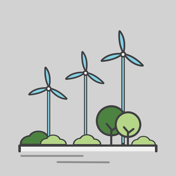 Gratis Vector illustratie van een energieopwekkende windturbine