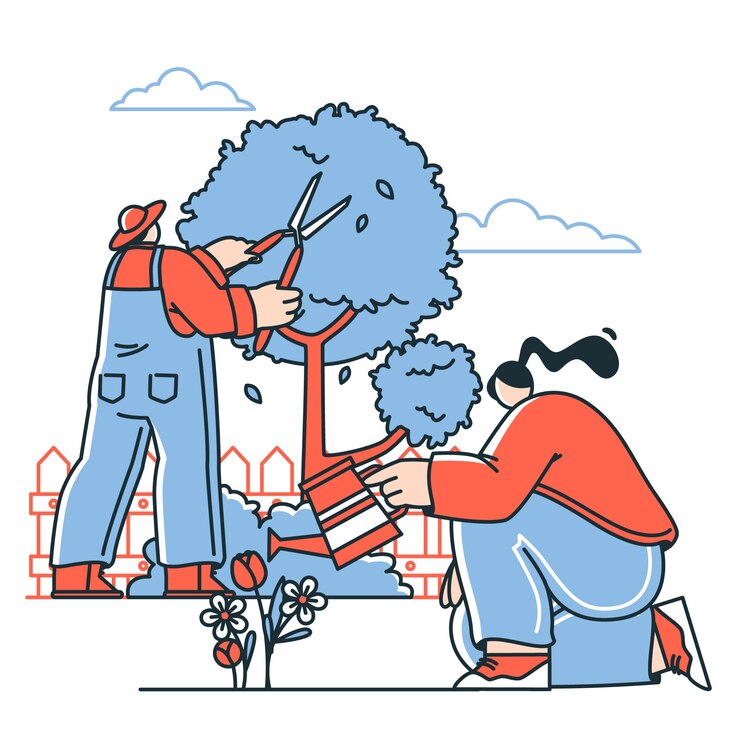 Gratis Vector illustratie van een landschapsontwerpconcept