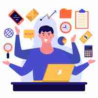 Gratis vector illustratie van een multitasking persoon