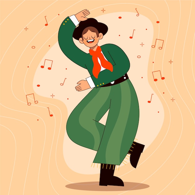 Gratis vector illustratie van gaucho dansen in de hand getekende stijl