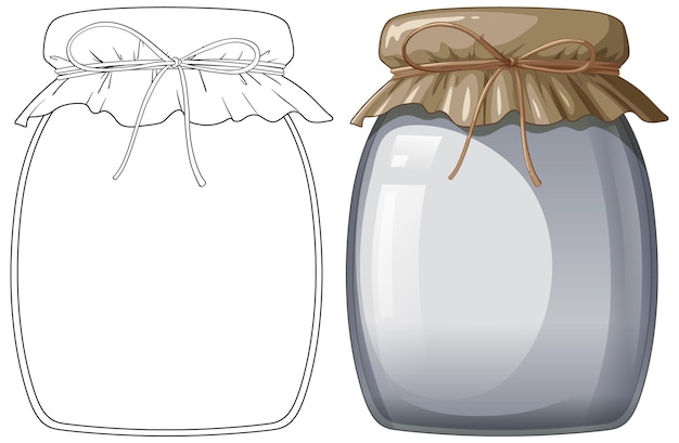 Illustratie van glazen pot met stoffen deksel