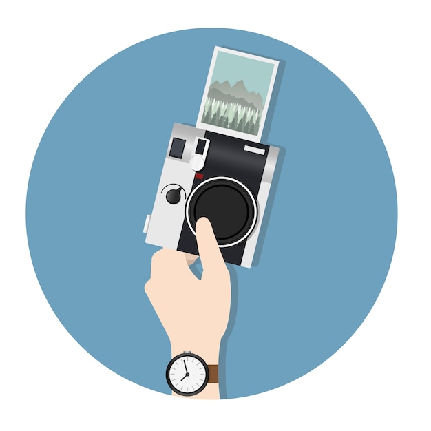 Gratis vector illustratie van hand met camera