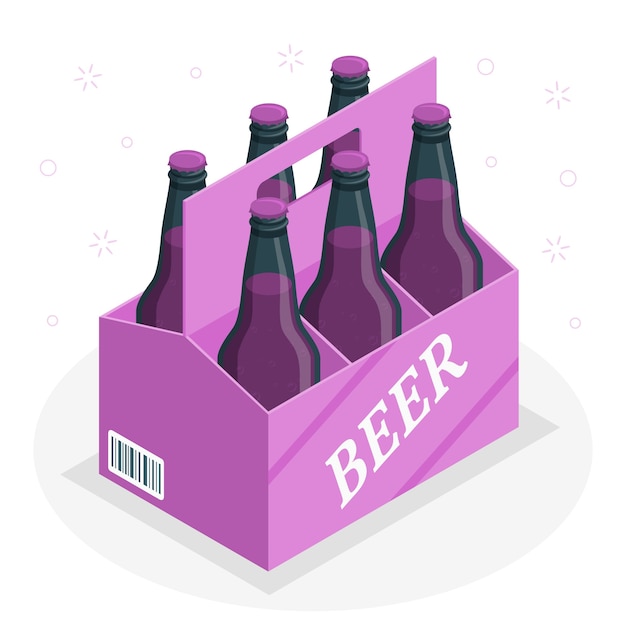 Gratis vector illustratie van het bierconcept van 6 verpakkingen