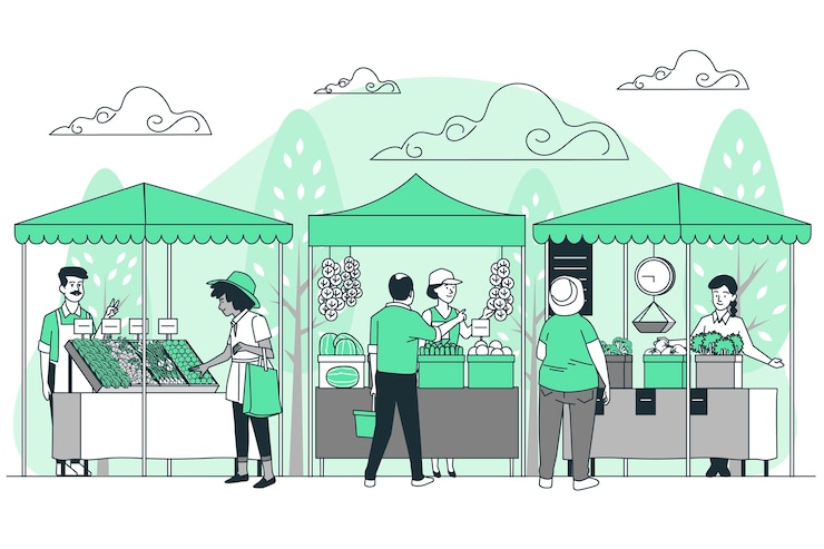 Gratis Vector illustratie van het boerenmarktconcept