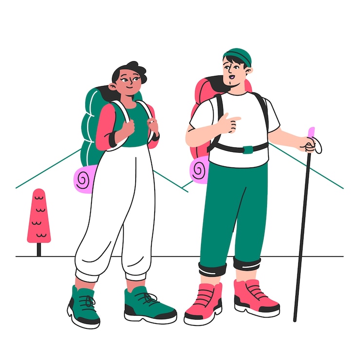 Gratis Vector illustratie van het concept van backpackers