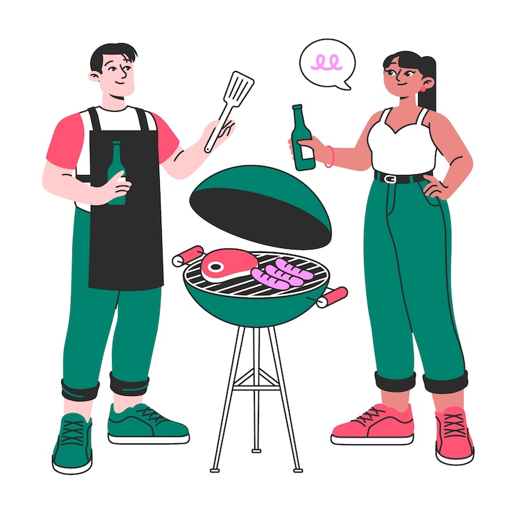 Gratis Vector illustratie van het concept van de barbecue