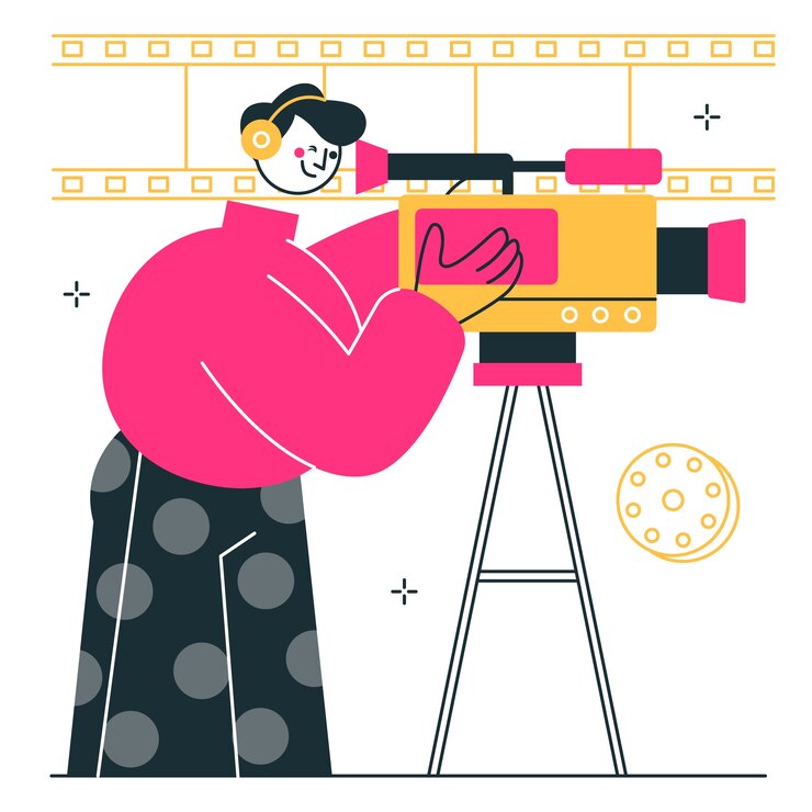 Gratis Vector illustratie van het concept van de cameraman