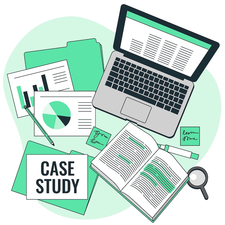 Gratis Vector illustratie van het concept van de casusstudie