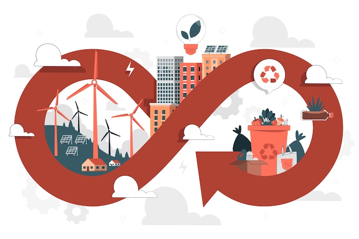 Gratis Vector illustratie van het concept van de circulaire economie