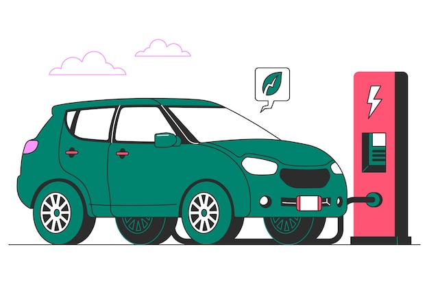 Illustratie van het concept van de elektrische auto