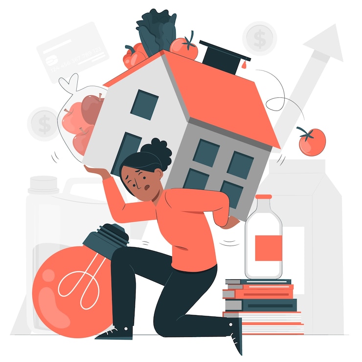 Gratis Vector illustratie van het concept van de kosten van levensonderhoud