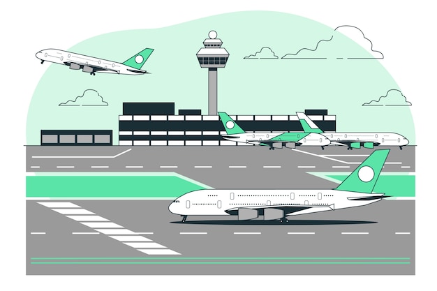 Illustratie van het concept van de startbaan van de luchthaven