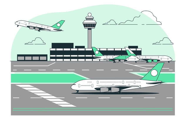 Illustratie van het concept van de startbaan van de luchthaven