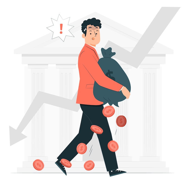 Gratis Vector illustratie van het concept van geldverlies