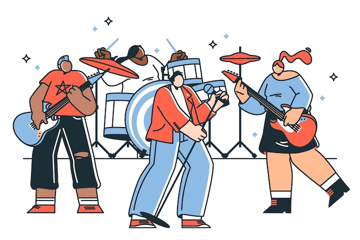 Gratis Vector illustratie van het concept van het concert van de band