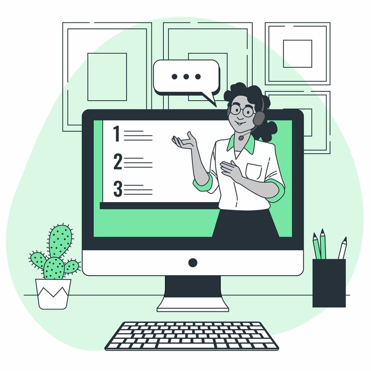 Gratis Vector illustratie van het concept van online tutor