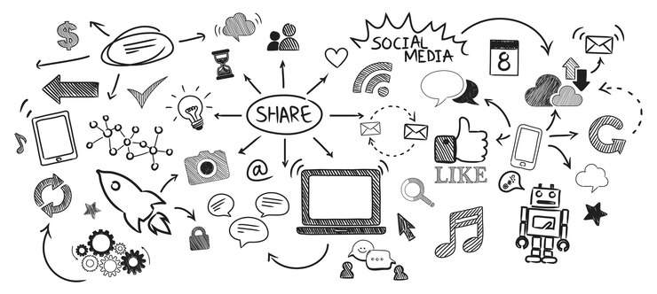 Gratis Vector illustratie van het concept van sociale media