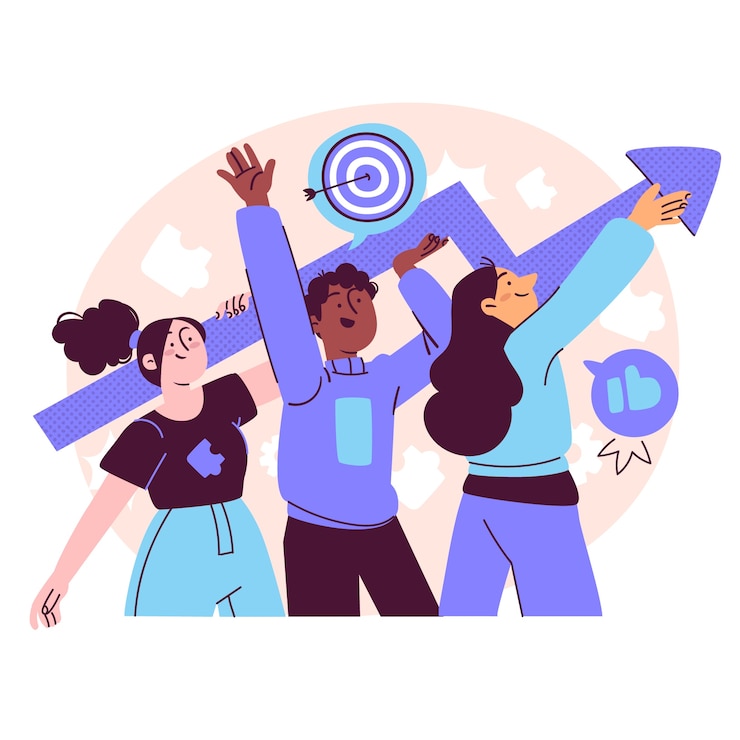 Gratis Vector illustratie van het concept van teamdoelen