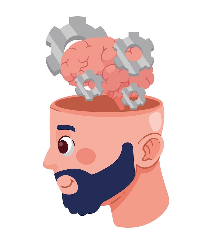 Gratis Vector illustratie van het hersenprofielproces geïsoleerd