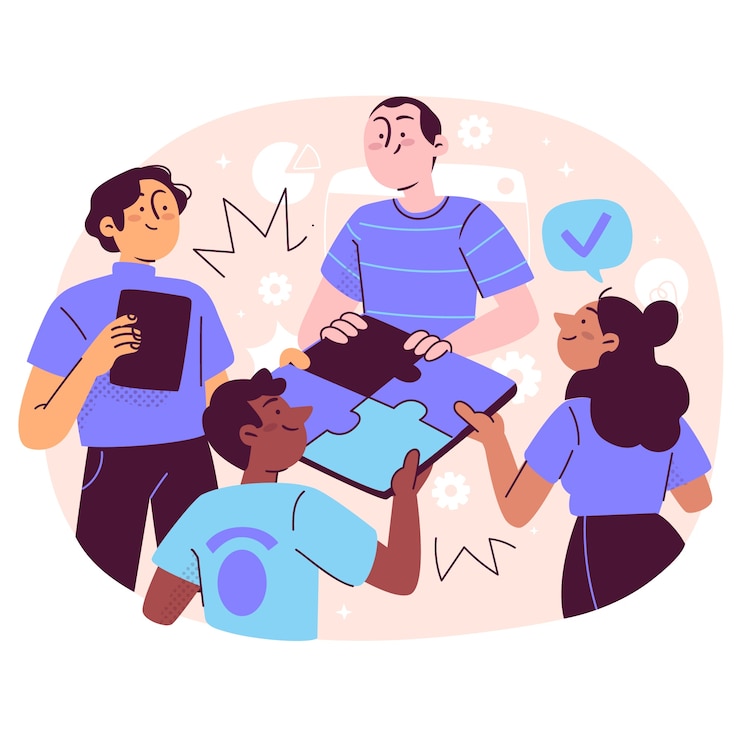 Gratis Vector illustratie van het teamwerkpuzzelconcept