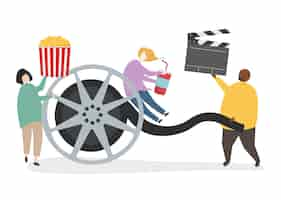 Gratis vector illustratie van karakter met filmrol