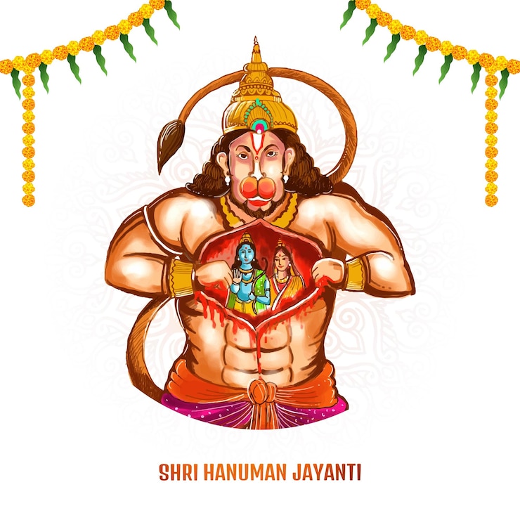 Gratis Vector illustratie van lord hanuman voor de kaartachtergrond van het hanuman jayanti-festival